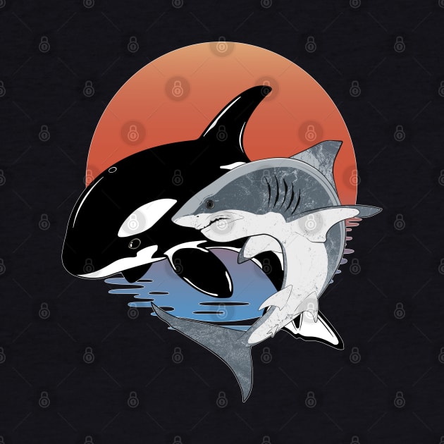 Orca and Great White by NicGrayTees